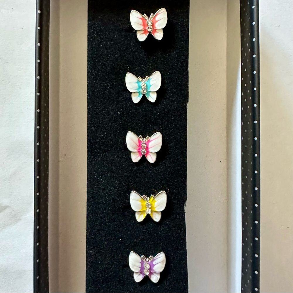 Colorful Butterfly Rings Set Multicolor
